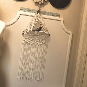 Boho Macrame Wall Decor with Bird! 27” Long, A+ Condition and Boutique Quality !